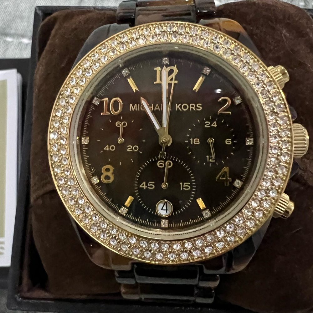 Michael Kors Black and Gold Chronograph Watch